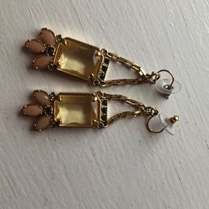 j crew peach and clear gem drop earrings